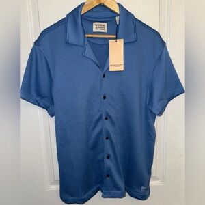 Scotch & Soda NWT Popcorn Jersey Camp Shirt in Riviera Blue